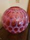 Vintage Fenton Art Glass Cranberry Opalescent Coin Dot Lamp Shade Globe Ball 10