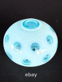 Vintage Fenton Blue Coin Dot Opalescent Lamp Shade 3.25 Dia. B