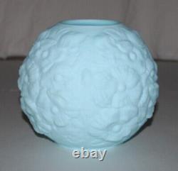 Vintage Fenton Blue Poppy Custard Glass Lamp Shade Globe 4-3/16 Fitter