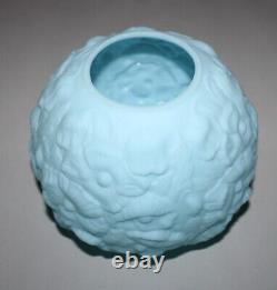 Vintage Fenton Blue Poppy Custard Glass Lamp Shade Globe 4-3/16 Fitter