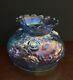 Vintage Fenton Cabbage Roses Blue Glass Lamp Shade Opalecent Finish