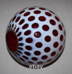 Vintage Fenton Cranberry Coin Dot Glass Parlor Lamp Shade 4-1/16 Fitter