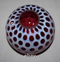 Vintage Fenton Cranberry Coin Dot Glass Parlor Lamp Shade 4-1/16 Fitter