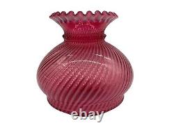 Vintage Fenton Cranberry Opalescen Spiral Optic Lamp Shade 8 x 6 Uncut Base