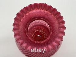 Vintage Fenton Cranberry Opalescen Spiral Optic Lamp Shade 8 x 6 Uncut Base