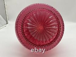 Vintage Fenton Cranberry Opalescen Spiral Optic Lamp Shade 8 x 6 Uncut Base