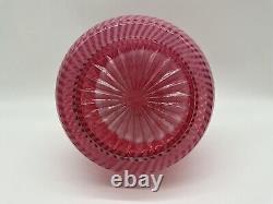 Vintage Fenton Cranberry Opalescen Spiral Optic Lamp Shade 8 x 6 Uncut Base