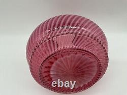 Vintage Fenton Cranberry Opalescen Spiral Optic Lamp Shade 8 x 6 Uncut Base