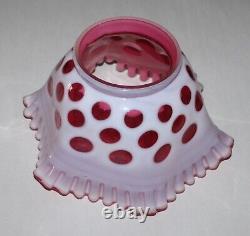Vintage Fenton Cranberry Opalescent Coin Dot Glass Ruffled Lamp Shade