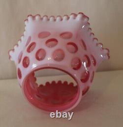 Vintage Fenton Cranberry Opalescent Coin Dot Glass Ruffled Lamp Shade 4 Fitter