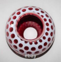 Vintage Fenton Cranberry Red Coin Dot Glass Parlor Lamp Shade 4-1/16 Fitter