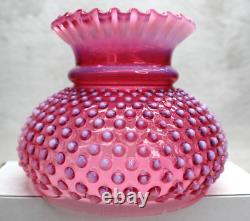 Vintage Fenton Hobnail Cranberry Opalescent Ruffled Lamp Shade 6 7/8 Fitter