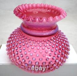 Vintage Fenton Hobnail Cranberry Opalescent Ruffled Lamp Shade 6 7/8 Fitter