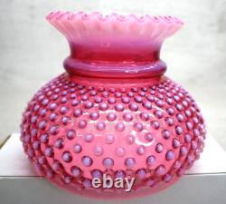 Vintage Fenton Hobnail Cranberry Opalescent Ruffled Lamp Shade 6 7/8 Fitter