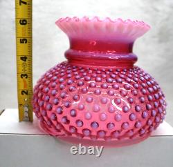 Vintage Fenton Hobnail Cranberry Opalescent Ruffled Lamp Shade 6 7/8 Fitter