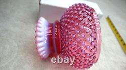 Vintage Fenton Hobnail Cranberry Opalescent Ruffled Lamp Shade 6 7/8 Fitter