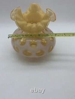 Vintage Fenton Opalescent Coin Dot Honeysuckle Ruffle Lamp Shade Fitter 7