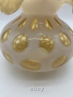 Vintage Fenton Opalescent Coin Dot Honeysuckle Ruffle Lamp Shade Fitter 7