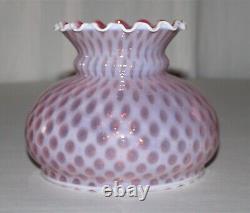 Vintage Fenton Opalescent Cranberry Coin Dot Glass Lamp Shade / 6-7/8 Fitter