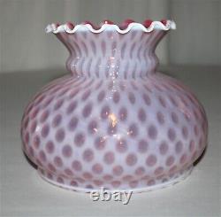 Vintage Fenton Opalescent Cranberry Coin Dot Glass Lamp Shade / 6-7/8 Fitter