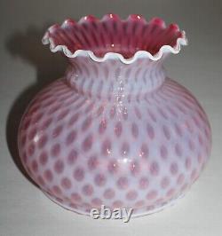 Vintage Fenton Opalescent Cranberry Coin Dot Glass Lamp Shade / 6-7/8 Fitter