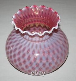 Vintage Fenton Opalescent Cranberry Coin Dot Glass Lamp Shade / 6-7/8 Fitter