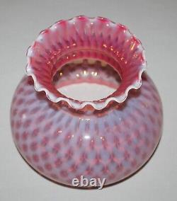 Vintage Fenton Opalescent Cranberry Coin Dot Glass Lamp Shade / 6-7/8 Fitter