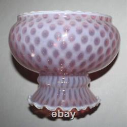 Vintage Fenton Opalescent Cranberry Coin Dot Glass Lamp Shade / 6-7/8 Fitter