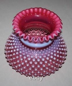 Vintage Fenton Opalescent Cranberry Hobnail Glass Lamp Shade / 6-7/8 Fitter