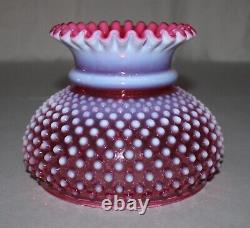 Vintage Fenton Opalescent Cranberry Hobnail Glass Lamp Shade / 6-7/8 Fitter