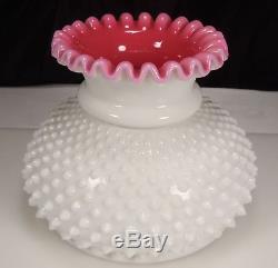 Vintage Fenton Peach Crest Hobnail Glass Lamp Shade