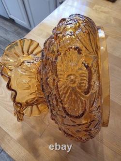 Vintage Fenton Poppy Colonial Amber Glass Lamp (Shade Only)