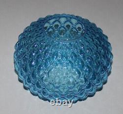 Vintage Fenton Quilted Blue Tinted Glass Parlor Ball Lamp Shade / 4-1/8 Fitter