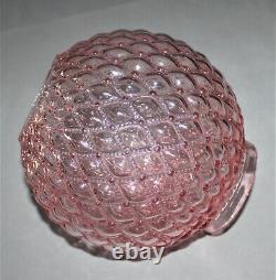 Vintage Fenton Quilted Pink Tinted Glass Parlor Ball Lamp Shade / 4-1/8 Fitter