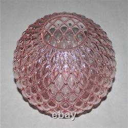 Vintage Fenton Quilted Pink Tinted Glass Parlor Ball Lamp Shade / 4-1/8 Fitter