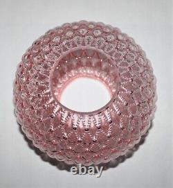 Vintage Fenton Quilted Pink Tinted Glass Parlor Ball Lamp Shade / 4-1/8 Fitter