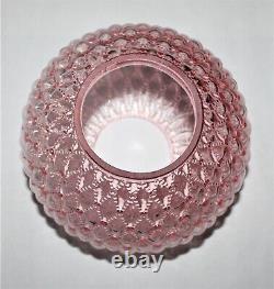 Vintage Fenton Quilted Pink Tinted Glass Parlor Ball Lamp Shade / 4-1/8 Fitter