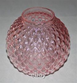 Vintage Fenton Quilted Pink Tinted Glass Parlor Ball Lamp Shade / 4-1/8 Fitter