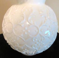 Vintage Fenton Spanish Lace Lamp Shade Gone With Wind Silver Crest Milk Glass