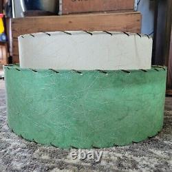 Vintage Fiberglass 2 Tier Lamp Shade only Mid-Century Modern green off white mcm