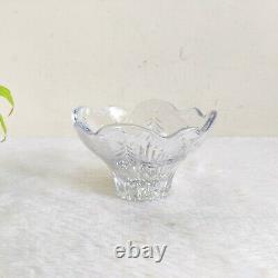 Vintage Floral Etching Work Clear Glass Lamp Shade Decorative Collectible G783