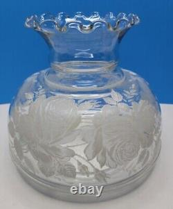 Vintage Floral Pattern Glass Globe Hurricane Lamp Shade 8.5 Tall