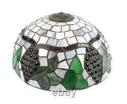 Vintage Floral Tiffany Style Stained Glass 16.25 Diameter Lamp Shade Grape Vine