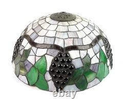 Vintage Floral Tiffany Style Stained Glass 16.25 Diameter Lamp Shade Grape Vine