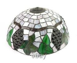 Vintage Floral Tiffany Style Stained Glass 16.25 Diameter Lamp Shade Grape Vine