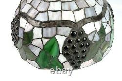 Vintage Floral Tiffany Style Stained Glass 16.25 Diameter Lamp Shade Grape Vine
