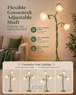 Vintage Flower Floor Lamp with Flexible Neck and 3 Color Temperatures (Green)