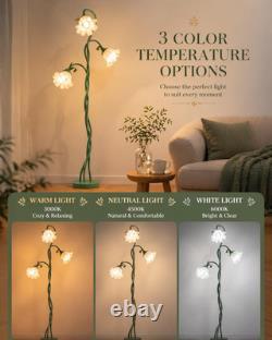 Vintage Flower Floor Lamp with Flexible Neck and 3 Color Temperatures (Green)