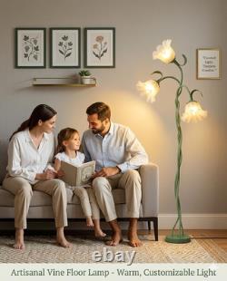 Vintage Flower Floor Lamp with Flexible Neck and 3 Color Temperatures (Green)