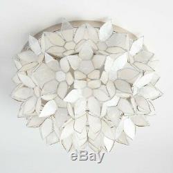 Vintage Flush Mount Ceiling Lampshade Natural Capiz Shells Flower Light Decor